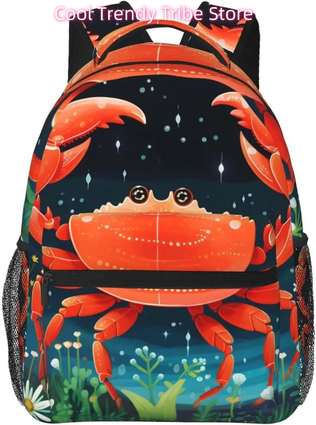 

laptop bag back to school Cute Crab Flower Lightweight Laptop Backpack Lightweight Multipurpose Travel Casual Daypack Unisex Col