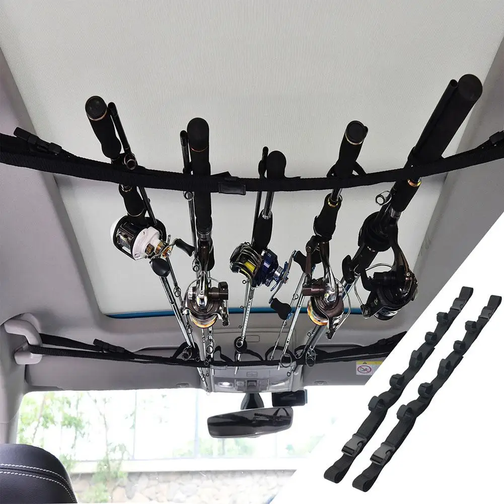 2pcs Vehicle Fishing Rod Storage Rack Adjustable Fishing Pole Holder With Magic Stickers For Suvs Trucks Rod Holder Pole Support