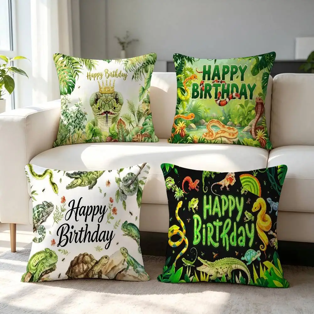 Dewprint Snake Birthday Pillow Case For Home Bedroom Car Office Decoration Living Room Sofa Cushion Cover Suitable