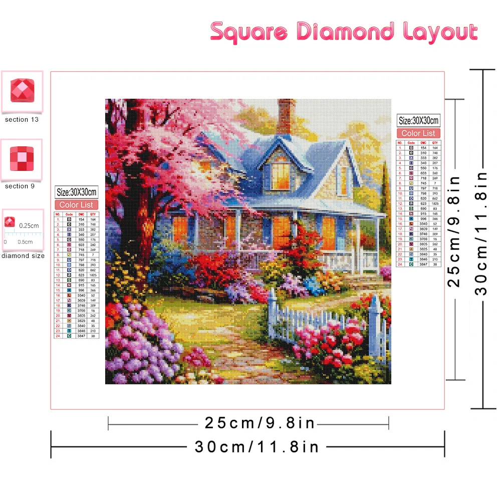 Huacan Diamond Painting Landscape House New Arrivals Diamond Mosaic Garden Art Home Decor Diy Gift Rhinestone Pictures