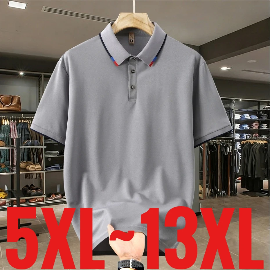 Extra Big Size 13XL Men's Polo Shirts Short Sleeve Collar Buesiness Tshirt Male Fat Plus 6XL 7XL 8XL 9XL 10XL 11XL 12XL Clothing