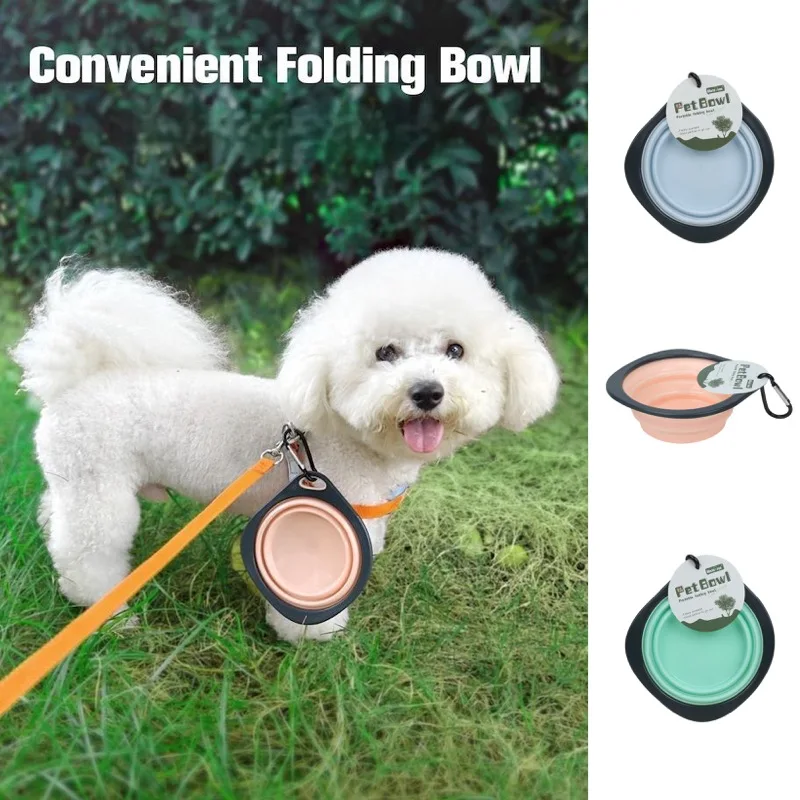 

Pet Folding Silicone Bowl Collapsible Dog Outdoor Travel Portable Puppy Food Feeder Dish Bowl Silicone Dog Feeder Bowl