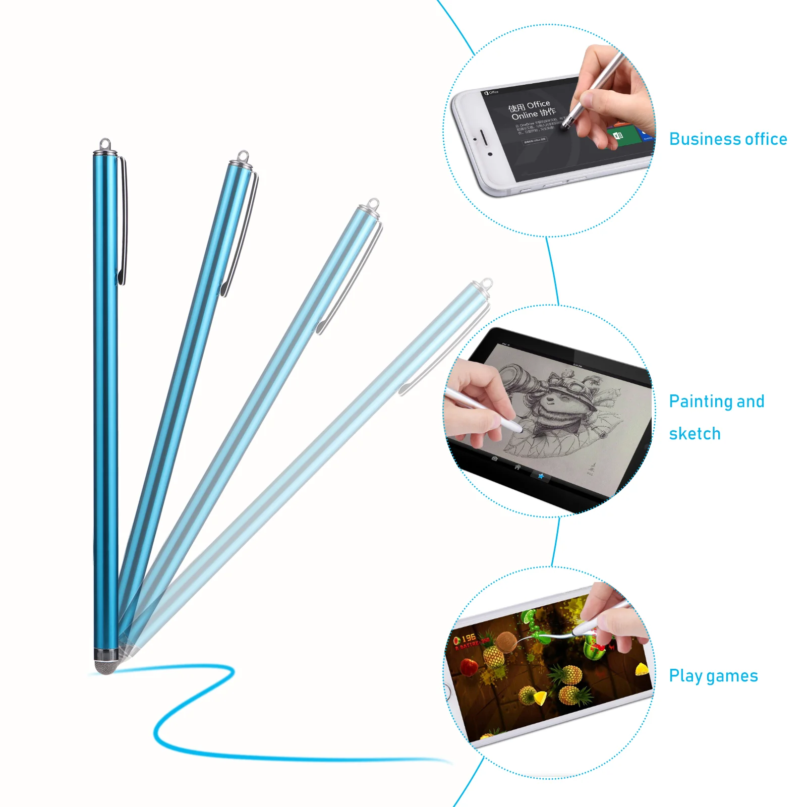 6 Buah Pena Stylus Kapasitif Sensitivitas Universal untuk Perangkat Layar Sentuh Stylus Layar Sentuh Sensitivitas