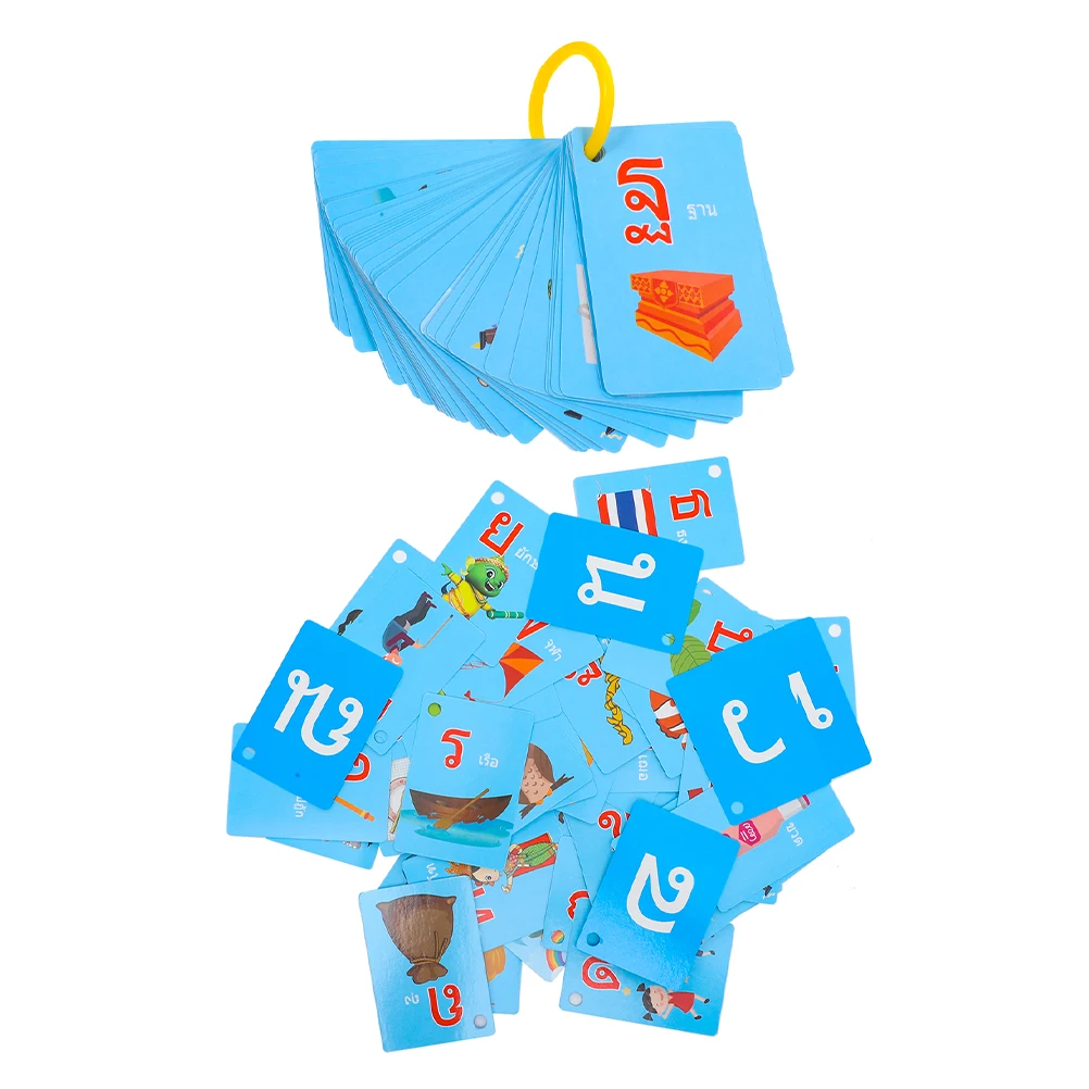 

45pcs Thai Vocabulary Flash Cards for Kids Toddlers Educational Learning Tool Paper Material Colorful Preschool