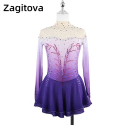 ZAGITOVA Figure Skating Dress Women Girl's Performance Rhythmic Gymnastics Competition Ice Figure Skating Skirt Purple Gradient