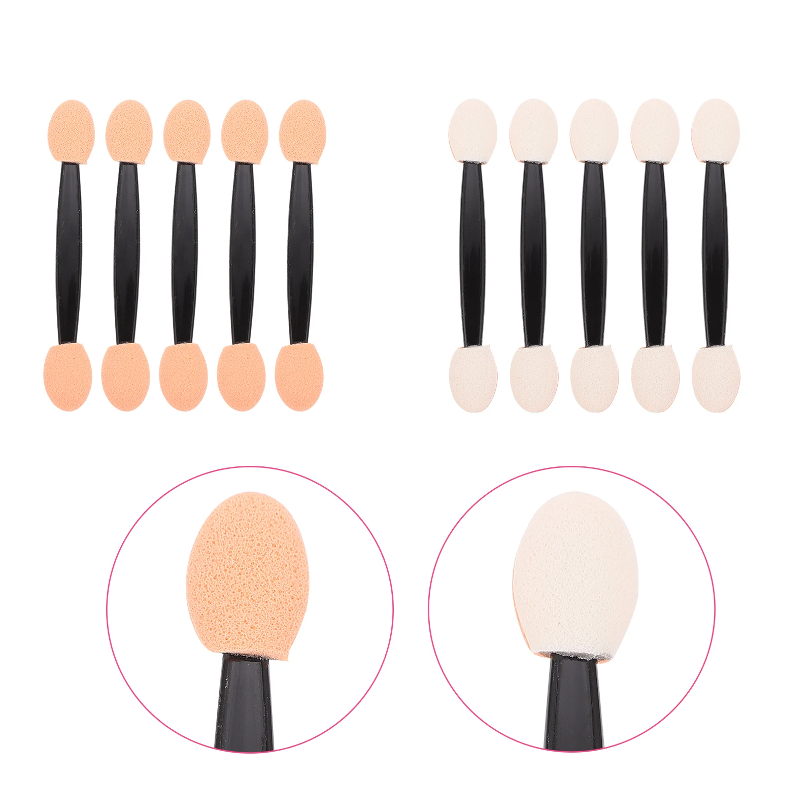 Aplicadores de maquiagem para os olhos de dupla face, 100 peças, cabeças seguras, ferramentas de toque confortável, pincel de sombra, lado duplo