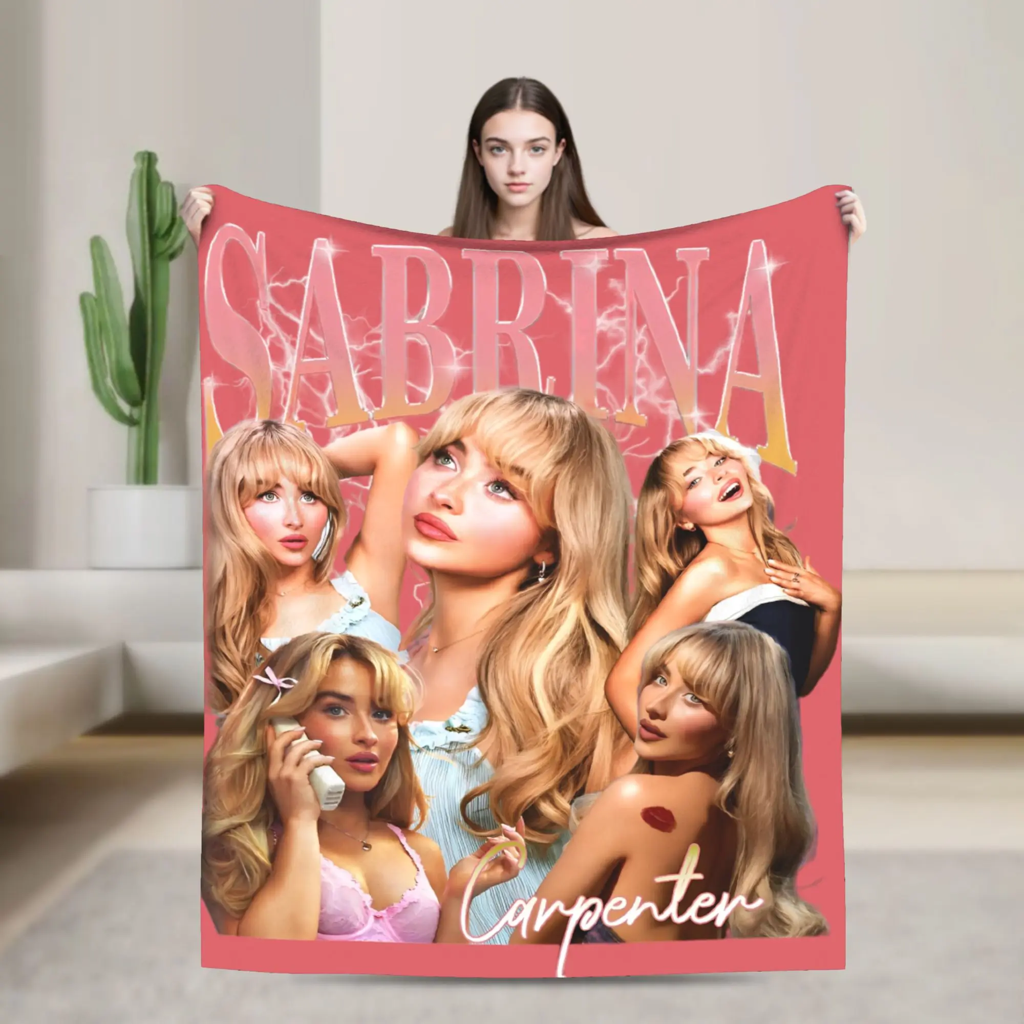 Sabrina Carpenter Album Flannel Blanket  Super Soft Throw Blanket for Outdoor Airplane Travel Funny Bedspread Sofa Bed Cover
