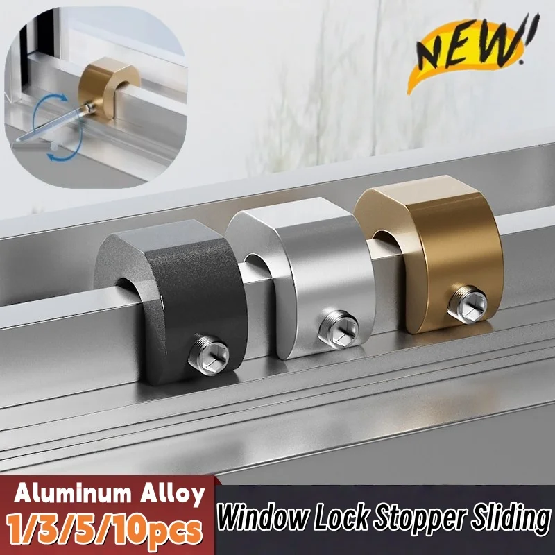 10-1 Uds. Tope de bloqueo de ventana de aleación de aluminio, cerradura antirrobo para ventana corredera, puerta corredera, ventana, cerradura de puertas de seguridad para bebés y niños