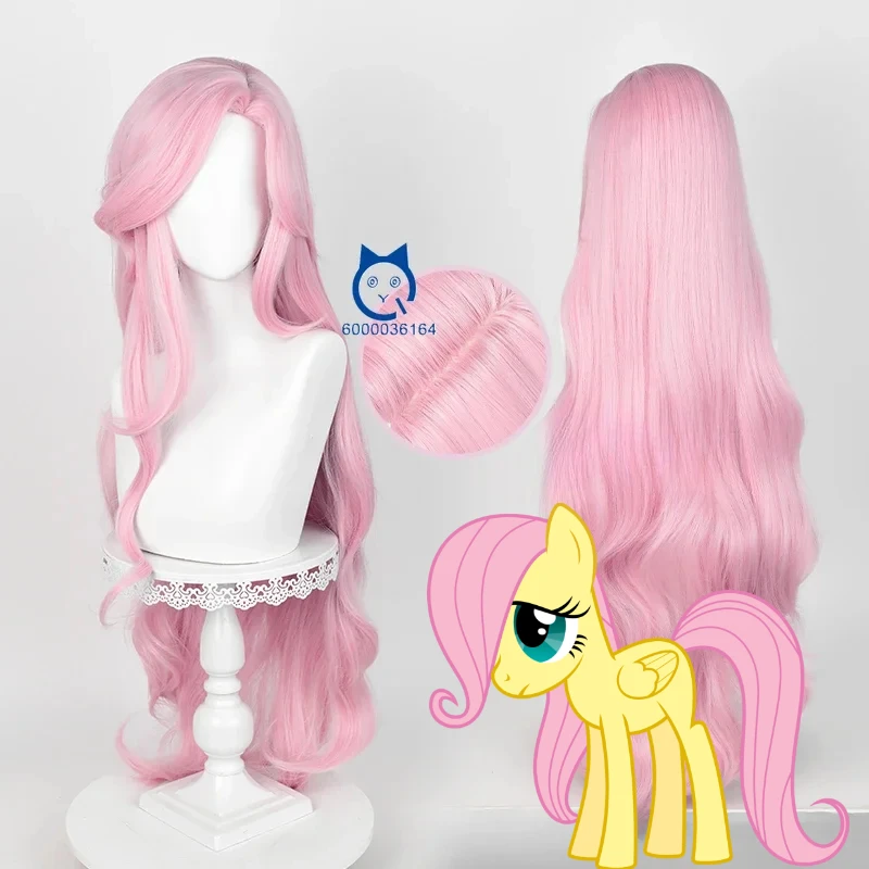 

FS Fluttershy Hot Cosplay 100cm Long Curly Wave Pink Wig for Comic Con Coser Anime My Liittle Pony Heat Resistant Synthetic Hair