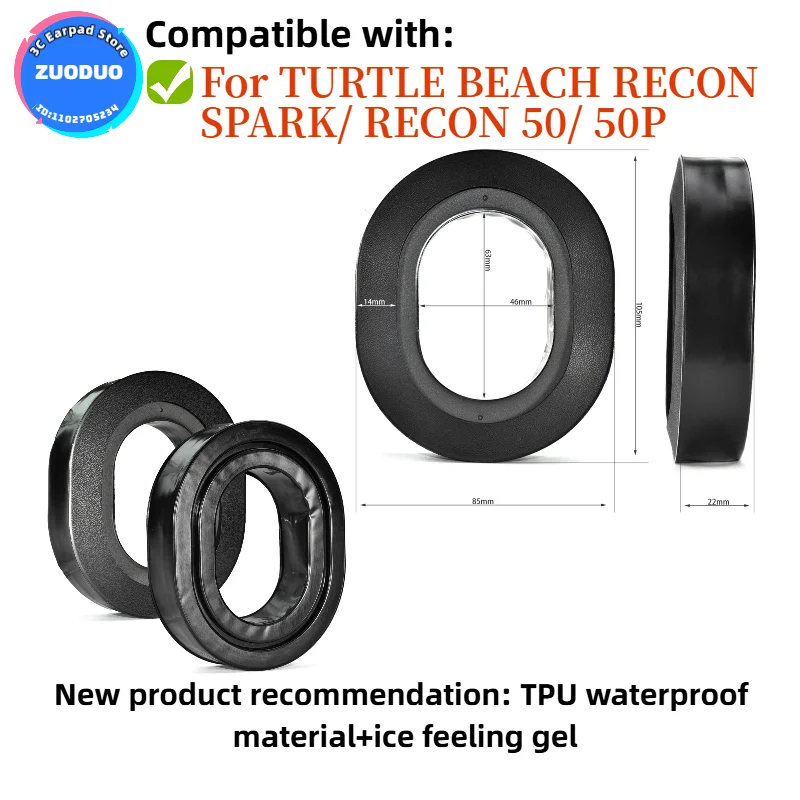 

For TURTLE BEACH RECON SPARK/ RECON 50/ 50P headset Cooling Gel Ear Cushion Replacement Memory Foam Pads Ear Pads
