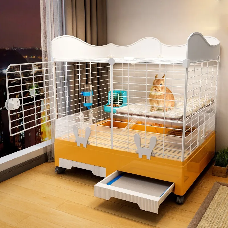 Rabbit cage anti-spray urine belt urine board drawer special for raising rabbits King size pet villa household indoor