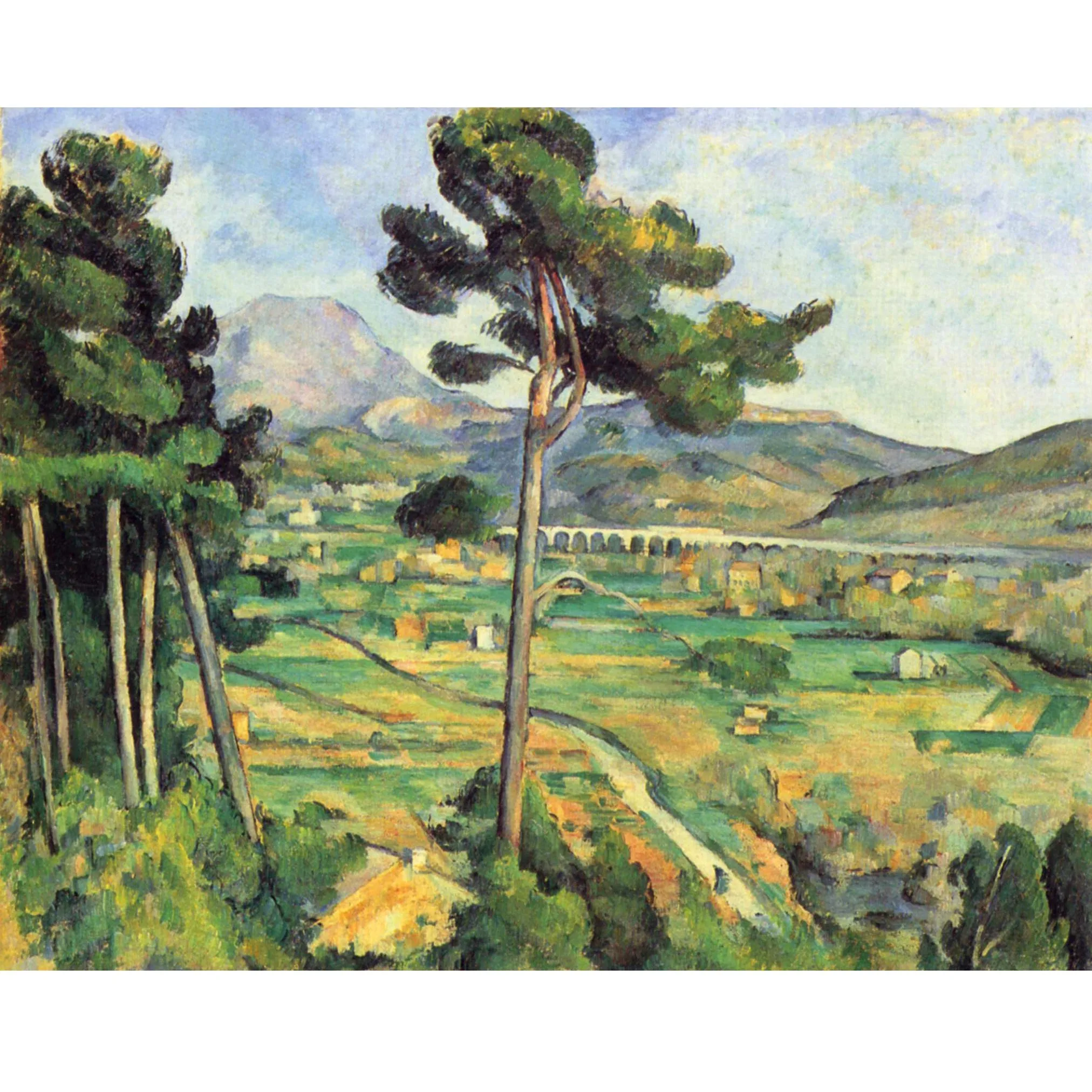 لوحات زيتية بول سيزان، مونت سانت فيكتويور وفادق نهر القوس، لوحة زيتية للمناظر الطبيعية لغرفة المعيشة