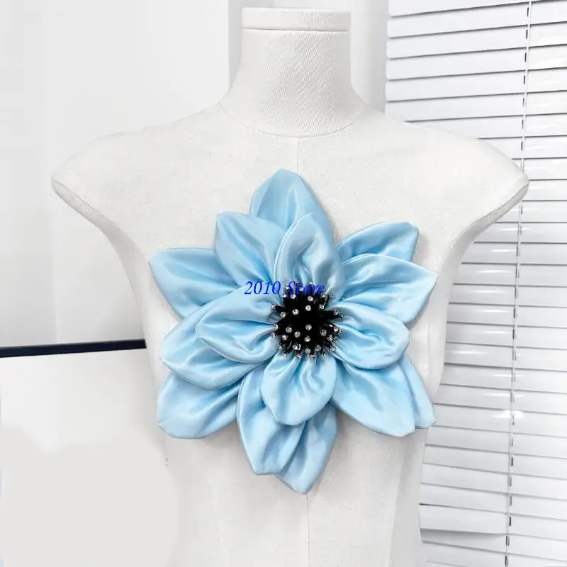 F3MF Flower Big Big Flower Appliques สำหรับโครงการทำด้วยมือขั้นตอนการทำถุงชุดวัสดุการทำวัสดุแพทช์ดอกไม้เย็บผ้า