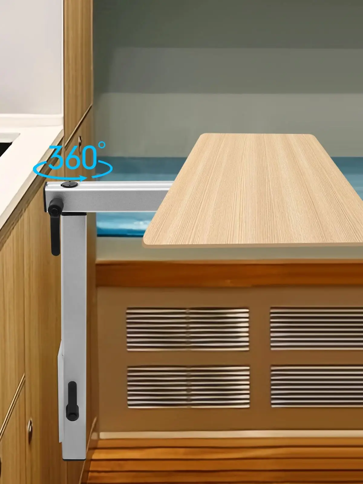 RV Teleskop-Tischbein, silberfarben, robust, 360° °   Abnehmbares Tischbein für Yachten aus Aluminiumlegierung mit Tischträgerplatte