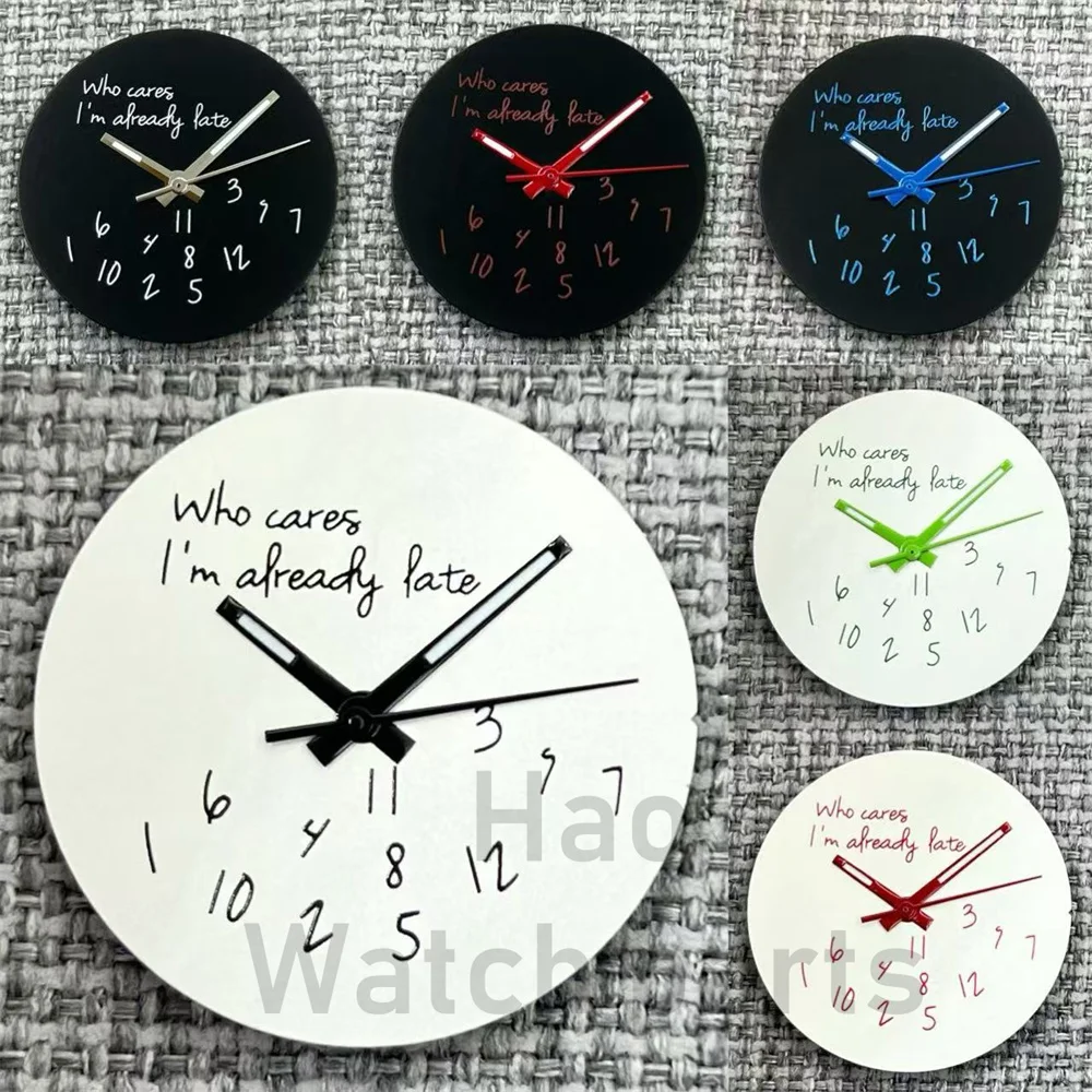 29 مللي متر نص إبداعي أسود أبيض ساعة بقرص "من يهتم أواخر بالفعل" تناسب حركة NH35A NH36 ETA PT5000 Miyota8215