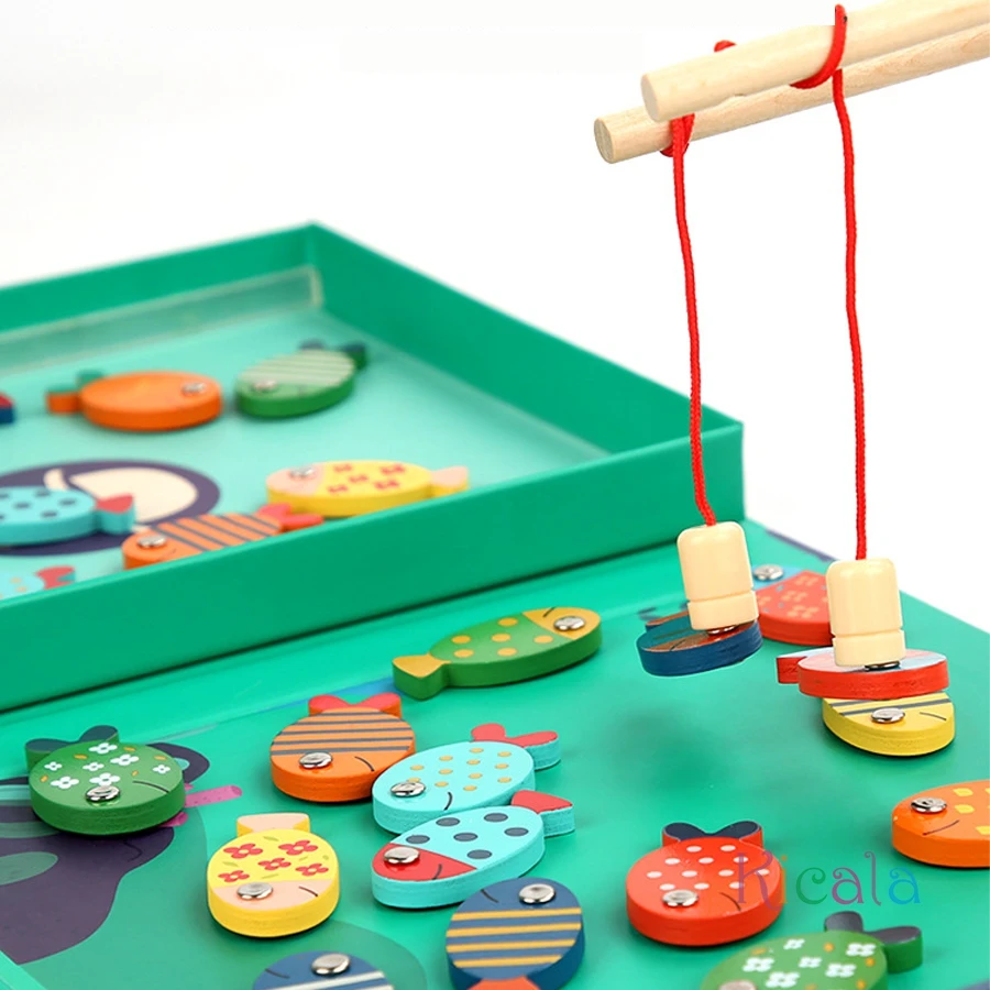 Kids Montessori Educational Wooden Math Toys Children Busy Board Count Shape Colors Match Fishing Puzzle Learning Toys Gifts