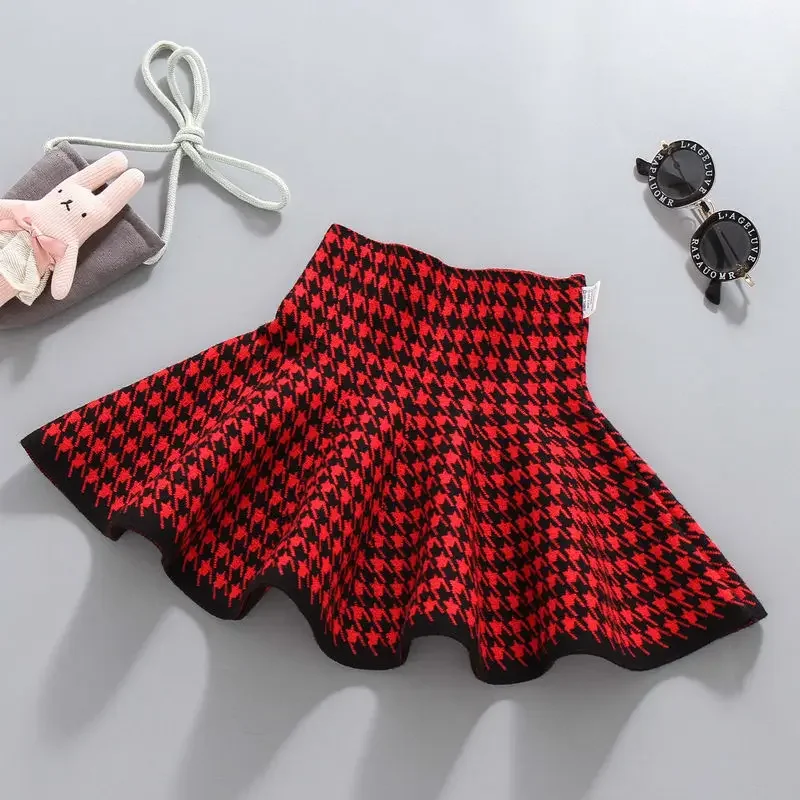 

2024 Kids Autumn Winter Baby Girls Knitted Tutu Skirts Korean Style Solid Color Toddlers Kids Chic Perform Girls Skirt 4-12Yea