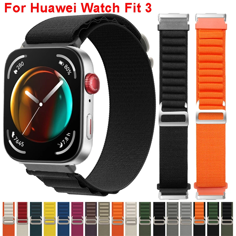 Nylon Strap For Huawei Watch Fit 3 Alpine Loop Band Men Women Sport Bracelet Watchband For Huawei Watch Fit3 Correa Accessories