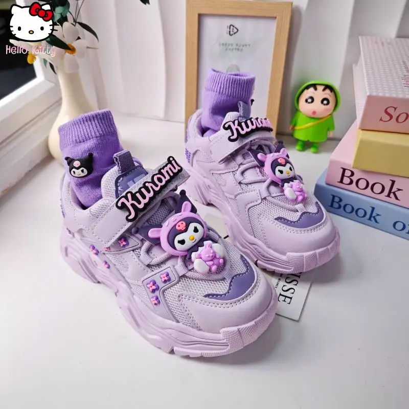 

Kuromi Girls Anime Sports Net Shoes Мультфильм Весна и осень Новые кавайные туфли для папы Sanrio Модные кроссовки на мягкой подошве Sweet