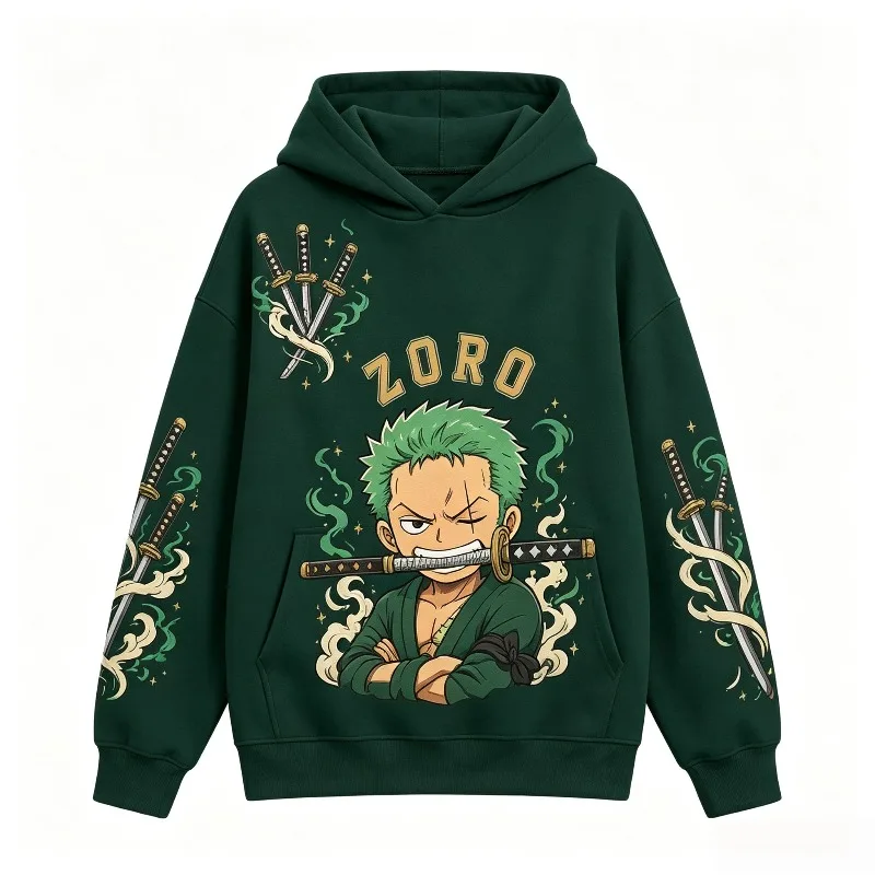 One Piece Anime Printed Costume, Handsome Three Blade Flow Solon Set,Hoodie and Pants,Comfortable Clothing for Autumn and Winter