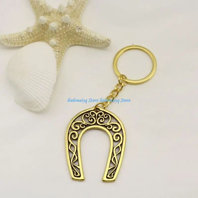 573B Vintage Zinc Alloy Horseshoe Keychain With Antique Silver/Bronze/Gold Plating For Car Keys Metal Holder