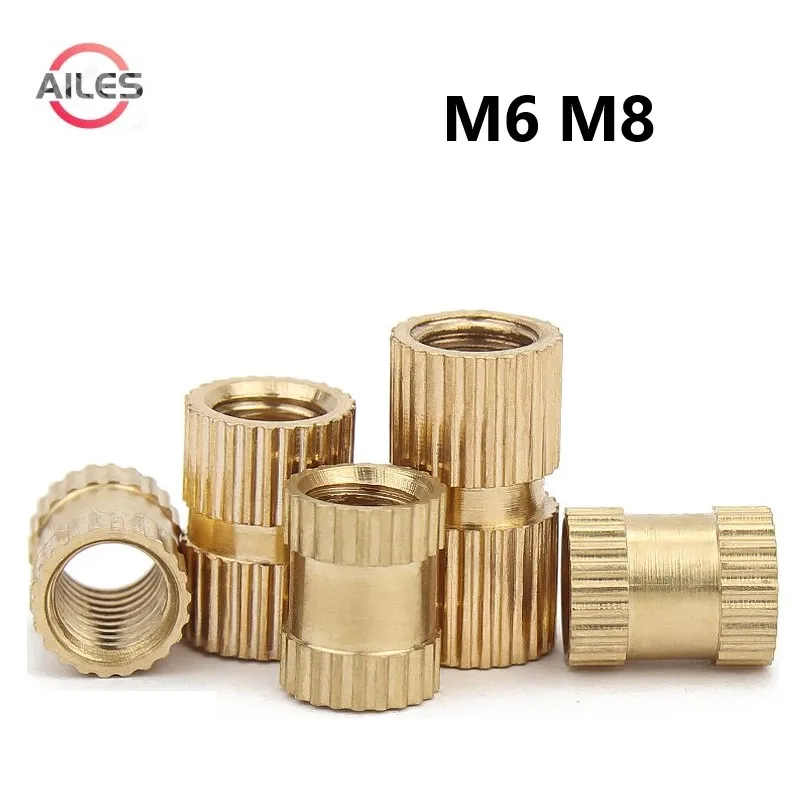 M6 M8 Brass Copper Injection Molding Knurl Thread Insert Nut Embedded Nutsert Double Pass