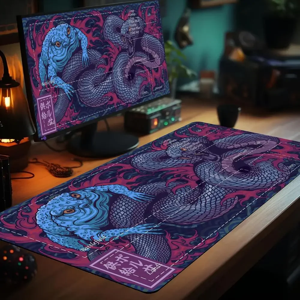 Pad en slang anime Magic Card Battle Game Mat met zone mtg speelmat bureaumat Commander Speelmat geschikt voor familiebijeenkomsten