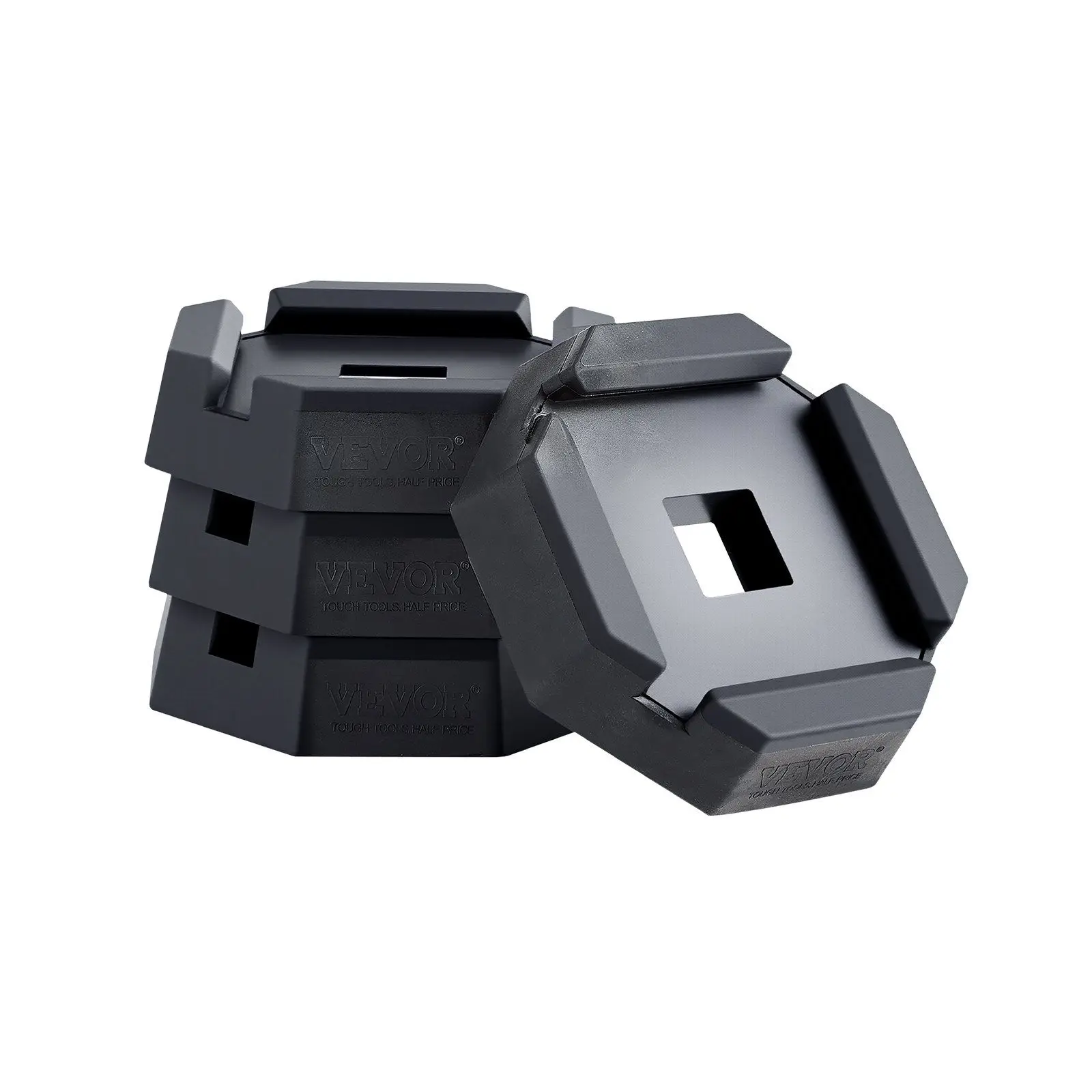 

Reinforced RV Leveling Pads 4-Pack 5000lb Strength Rubber Jack Stabilizers for 5.5" Feet All Terrain Camping