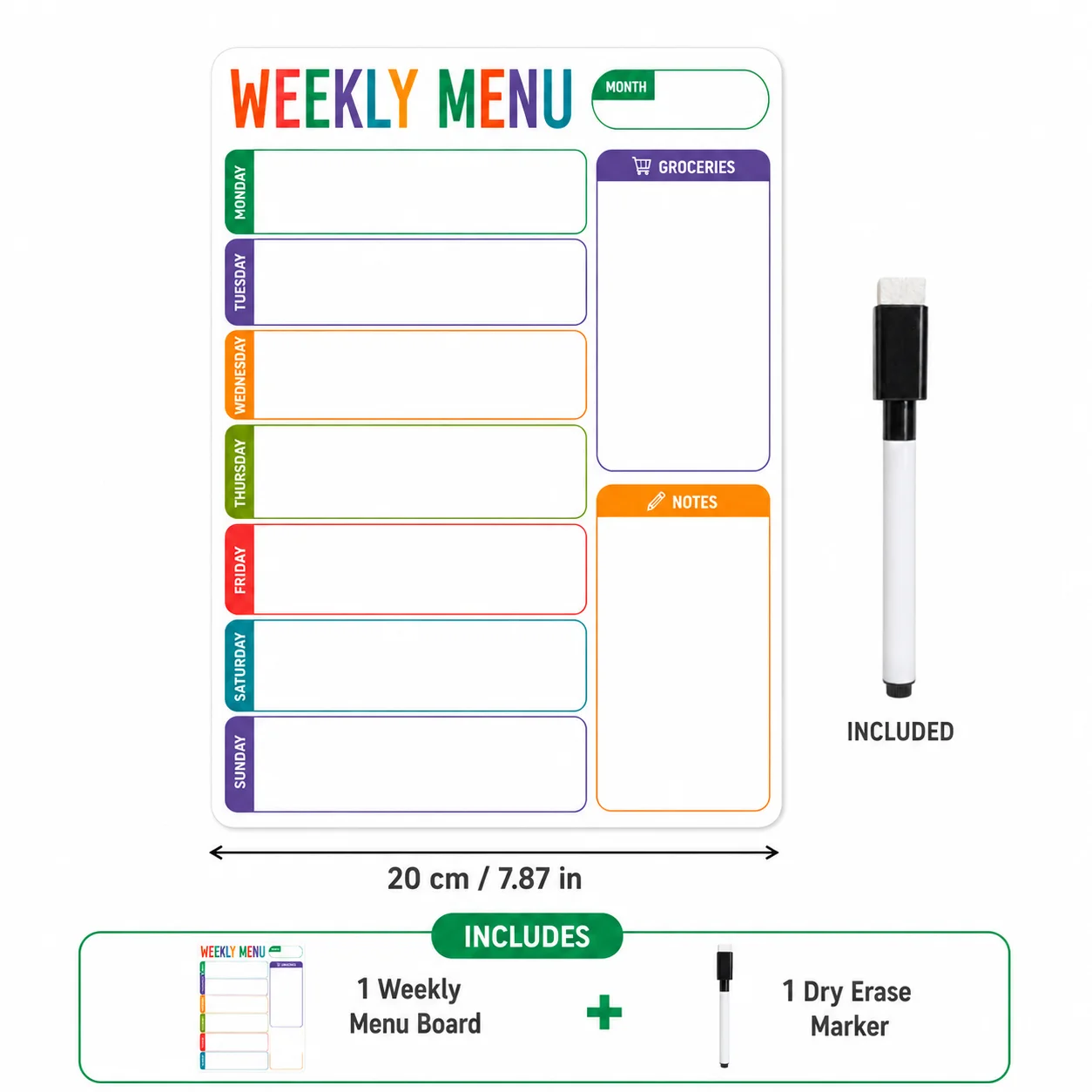 1pc Weekly Menu Fridge Whiteboard Sticker With 1 Erasable Marker, Dry Erase Meal Planner For Kitchen Grocery List Notes view 5