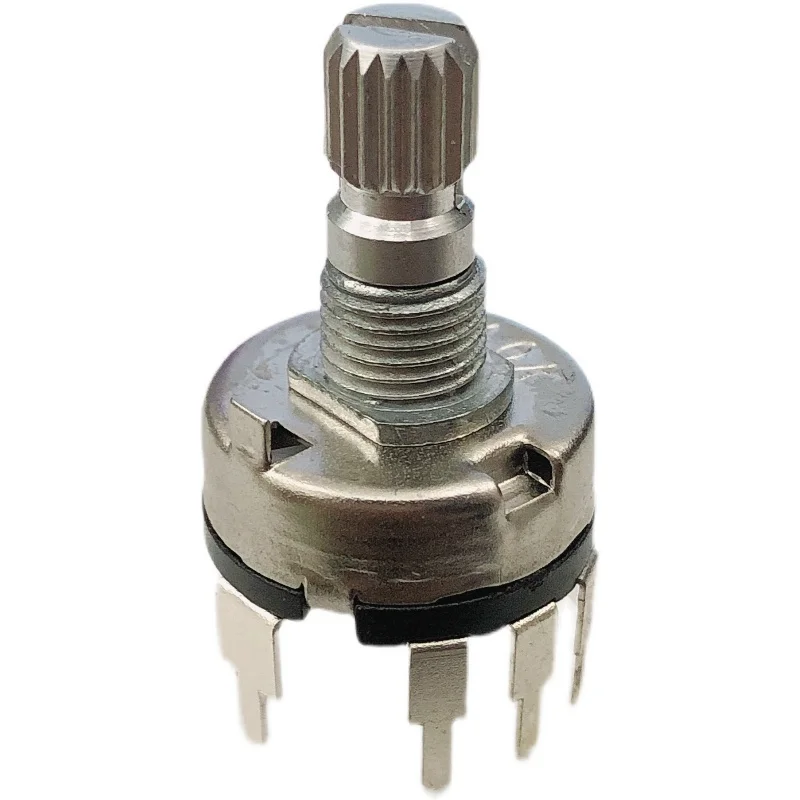 20pcs Vertical type 17 with rotary switch potentiometer B10K B50K for CR2000 radio sound tuning 5 pin rachis switch 15mm shaft