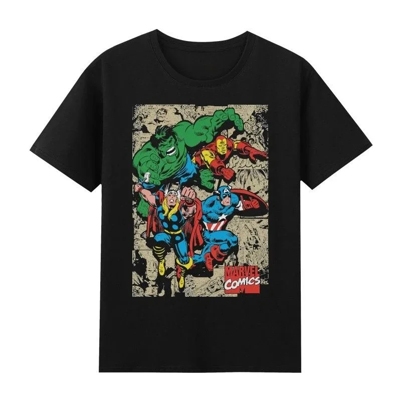 

Marvel Genuine Iron Man Team Marvel Avengers Retro Trend Printed T-Shirt Casual Men's And Women's Short SleevesJacket