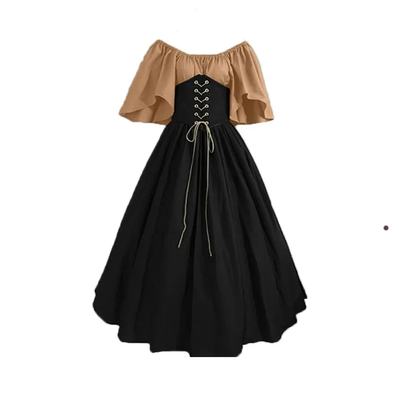 فستان مشد للقرون الوسطى نسائي ، قميص عصر النهضة ، زي قزم الغضب ، ثوب الكبار ، قزم منفوخ ، عيد الهالوين ، الجن ، 5XL