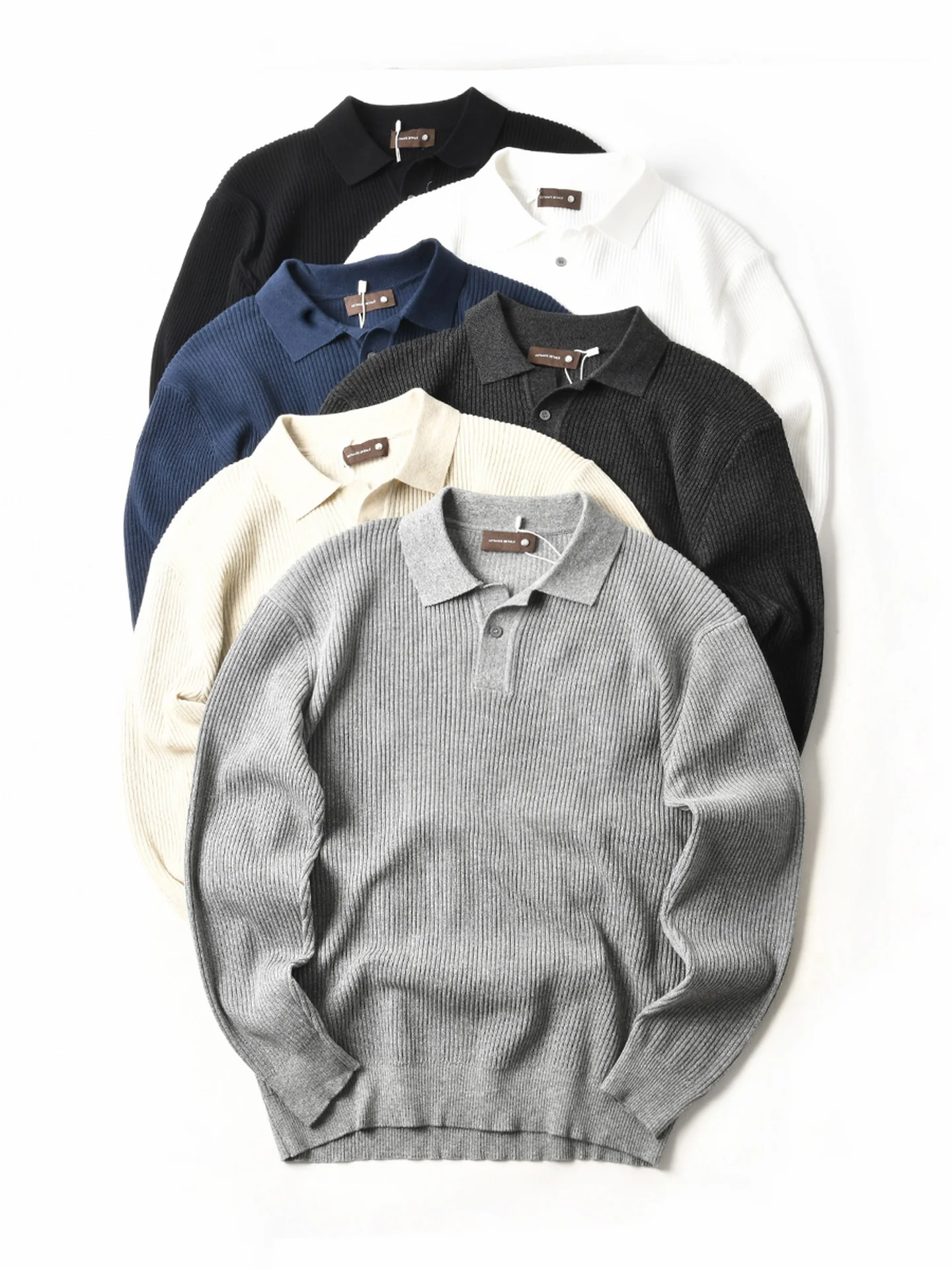 American Style Cotton Knitted Long Sleeve Sweater with Stripe Pattern Loose Casual Collar for Men Autumn Season Fashionable C...