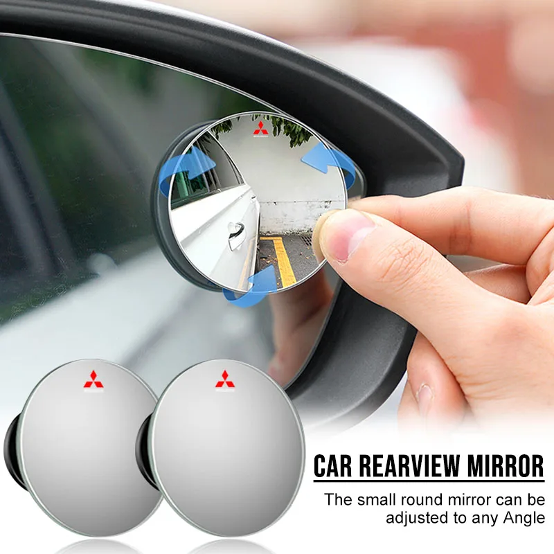 

360 Degree Car Blind Spot Rear View Mirror Wide Angle Adjustable Emblem For Mitsubishi Lancer ASX Mirage Pajero Xpander Attrage