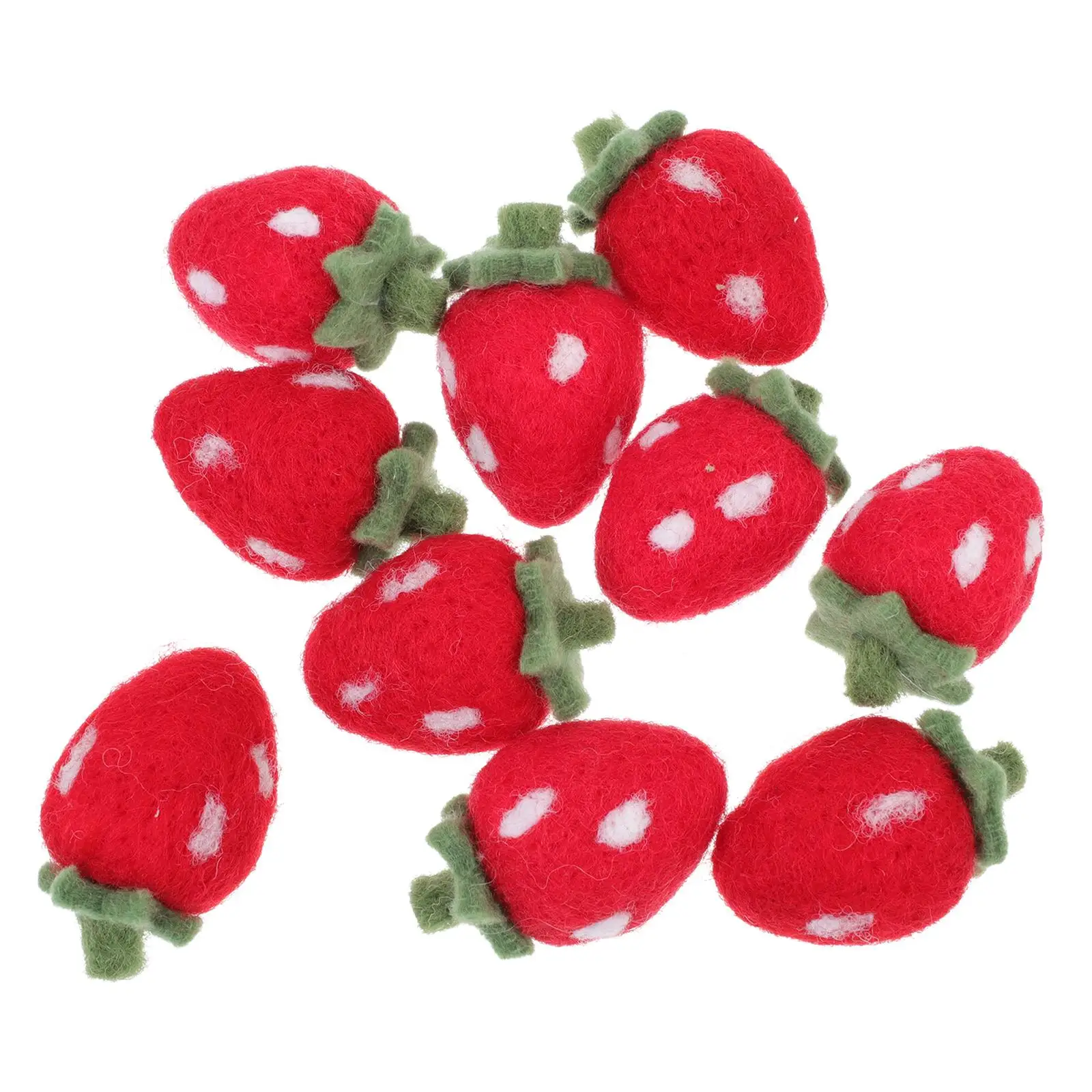 

10 Pcs Fruits Wool Felt Products Home Ornament Hand Made Crafts Red DIY Accessory Strawberry for Felft Baby