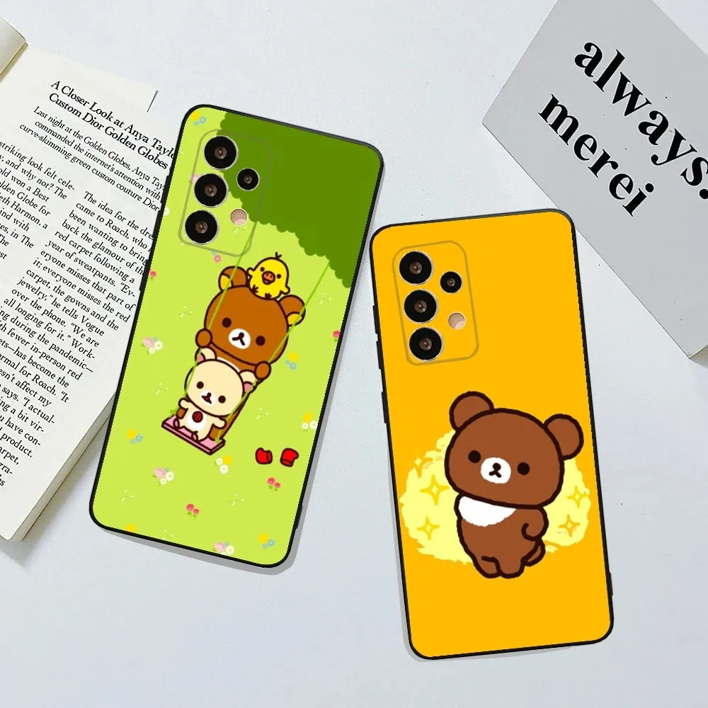 Cute R-Rilakkumas Bear Phone Case For Samsung Galaxy A13,A21s,A22,A31,A32,A52,A53,A71,A80,A91 Soft Black Cover