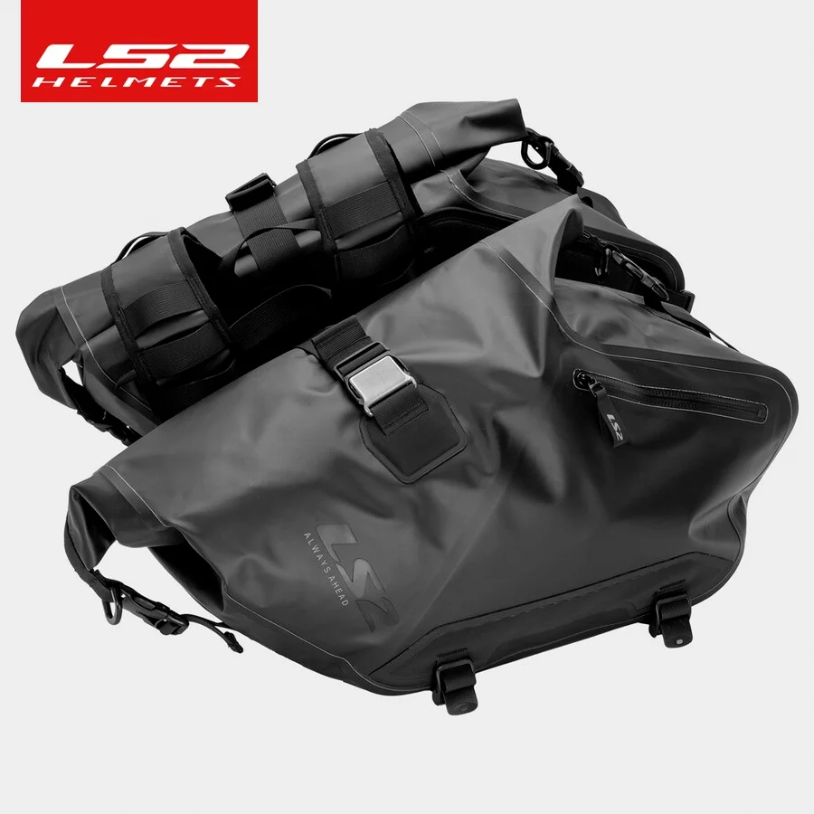 

LS2 мотоциклетная сумка 20 л + 20 л, большая вместимость, 2 шт., 100% водонепроницаемая, универсальная, подходит для мотоциклетной корзины, седло, боковые сумки