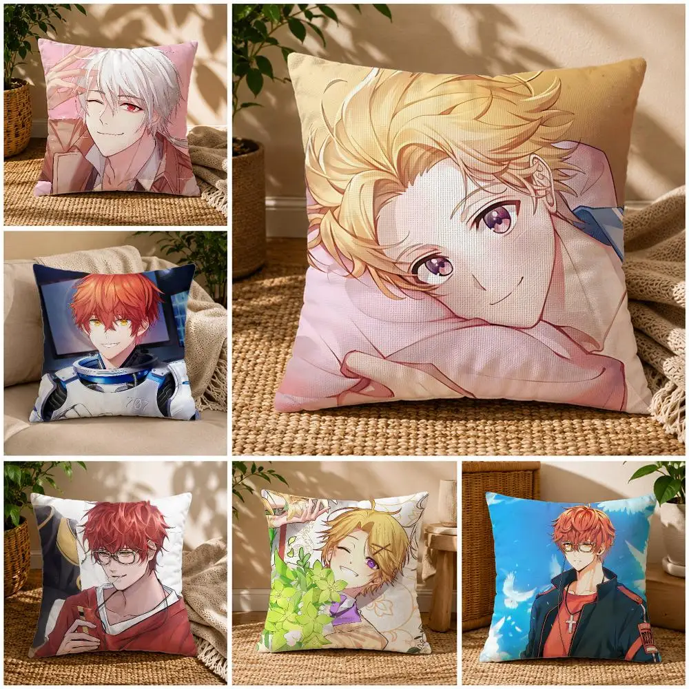 Game Mystic Messenger Cushion Cover Soft Short Plush Zippered Cushion Covers 40/45/50cm Square Decor for Sofa Home