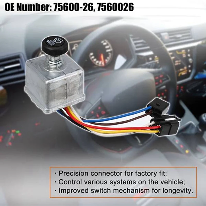 

New High Quality Car Windshield Wiper Control Switch With Knob 75600-26 577.75633 7560026 For Peterbilt 220 378 379 387