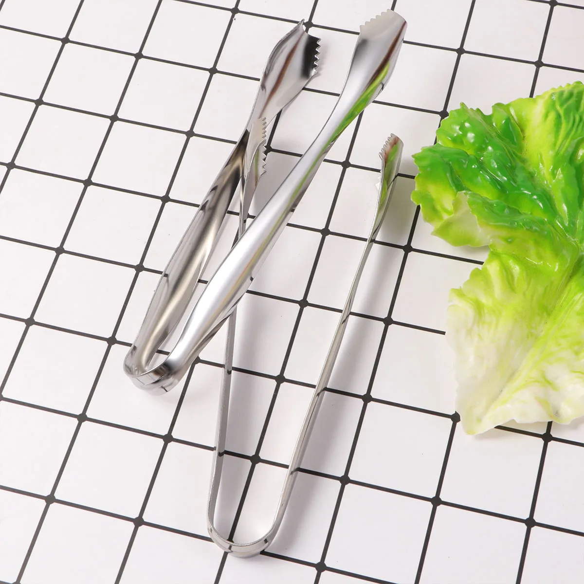 

2pcs Stainless Steel Food Clips Premium Mini Ice Cube Tongs Sugar Cube Clip Fish Mouth Serving Tool Kitchen Gadget For