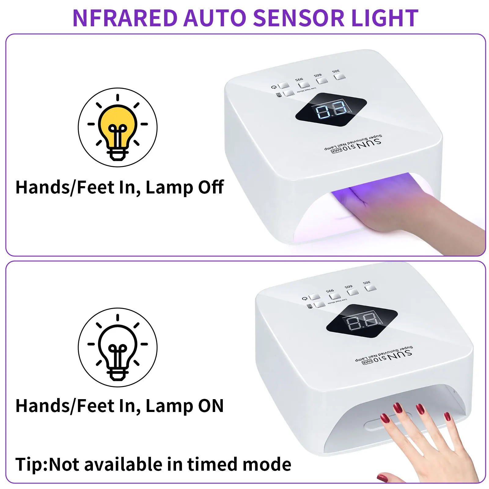 120W UV LED Rechargeable Nail Dryer Lamp with 30 Beads and Timer for All Gel Polish Manicure Pedicure