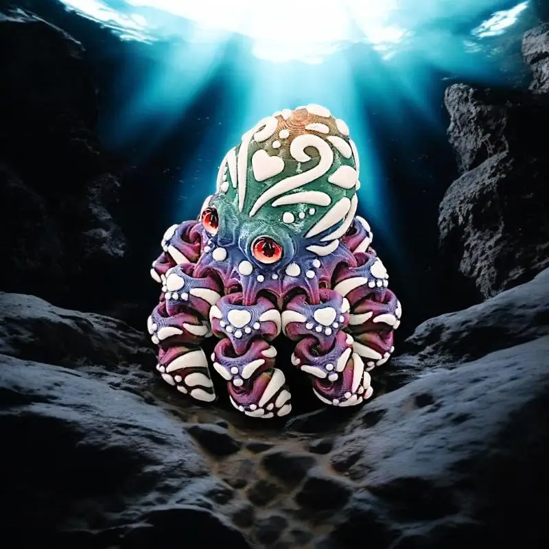 3D Printed Octopus Figurine With Articulated Flexible Tentacles Colorful Patterns For Home Decor Ocean Lovers Collection Gifts