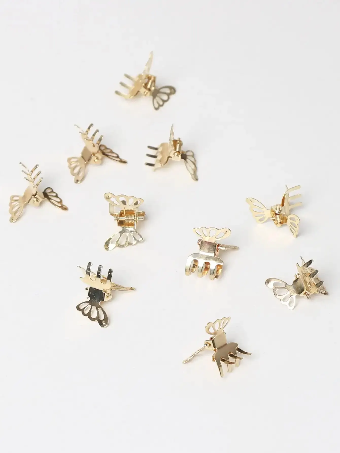 10Pcs Gold Butterfly Mini Cute Fashion Hair Accessories Small Claw Clip