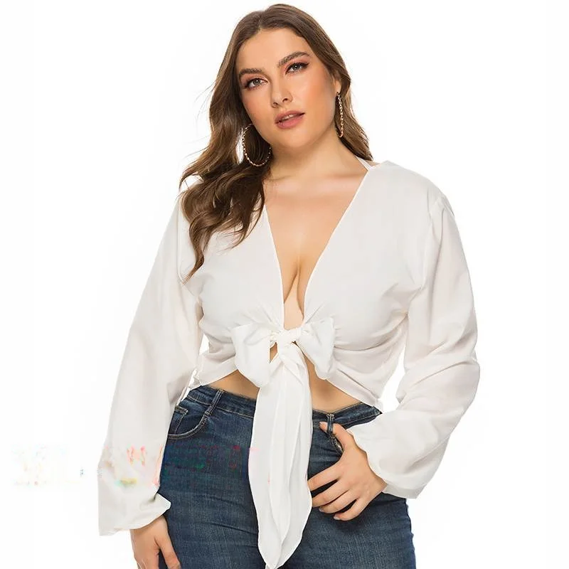 

Женская сексуальная футболка с v-образным вырезом размера плюс 4XL, блузка большого размера, женская модная летняя одежда, платье больших размеров