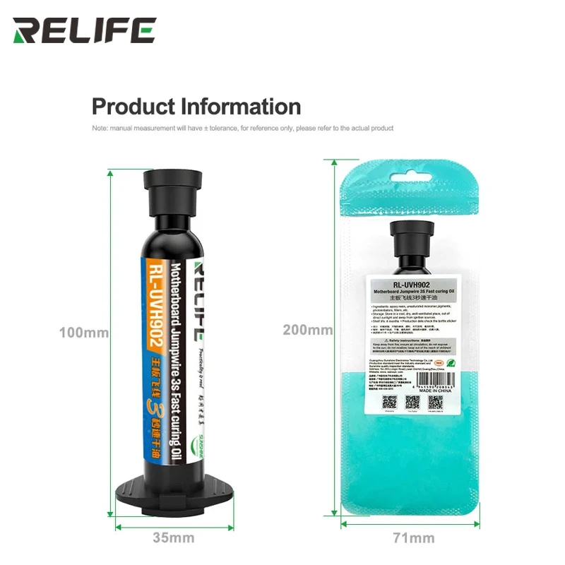 RELIFE RL-UVH902 10CC 3S Nano Solder Mask for Mobile Phone Repair Jumping Wire UV Quick Dry Curing Welding Paste Flux Oil