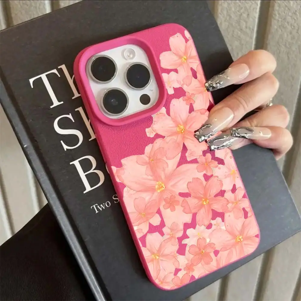 Pink Sakura Floral Matte Phone case For iphone 17 16 15 13 12 11 14 Pro Max 17Air XR X XS 14 15 16 Plus 15 Pro Soft TPU Cover view 5