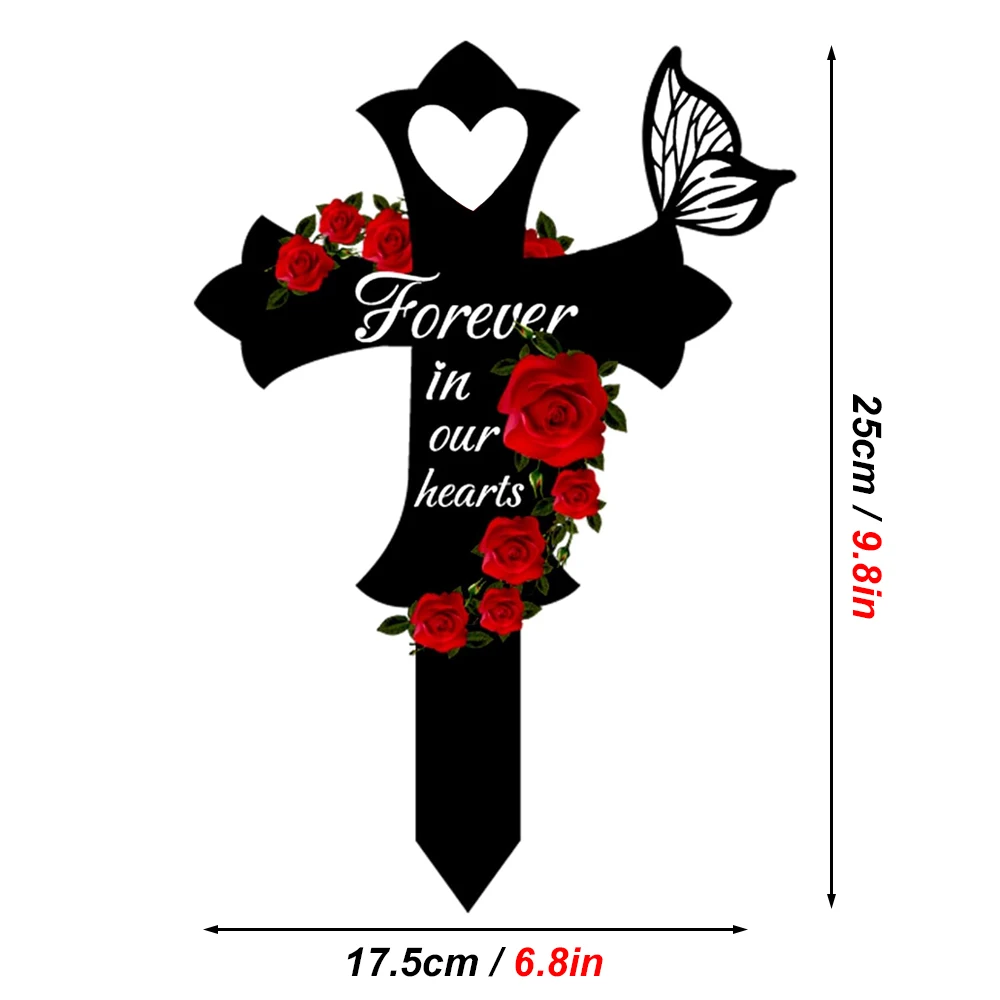 1 قطعة علامة القبر الكلب الأكريليك الأسود الصليب الحب العميق مقاوم للماء Colorfast ديكور الحيوانات الأليفة فقدان حصة للكلاب القطط التذكاري الصليب #2