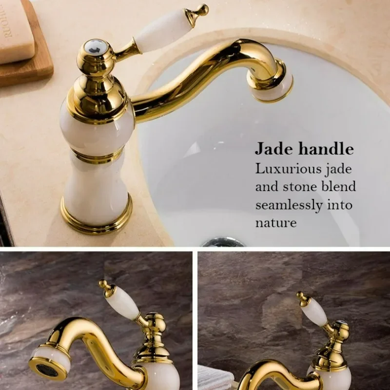 Luxury Rose Gold Bathroom Basin Faucet Brass Cold Water Mixer Sink Tap Deck Mounted Single Handle Gold Coffee Marble Tap