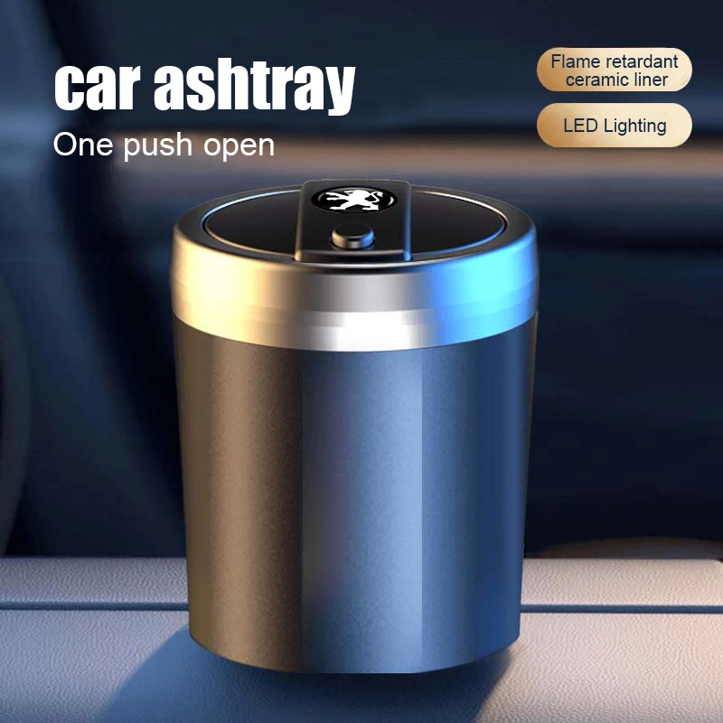LED Car Ashtray Cigarette Holder Cigar Ash Tray Box For Peugeot 206 307 308 3008 207 208 407 508 2008 5008 107 106 205 4008 301