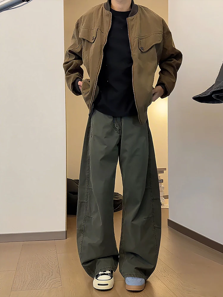 

Мужские рабочие брюки Military een с изогнутым кроем, американские ретро-брюки-бананы, прямые повседневные брюки, осенняя сезонная одежда